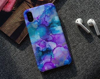 iPhone Case, Watercolor Phone Case, Tie Dye Phone Case, Turquoise Phone Case, Blue Phone Case, iPhone 7/8/X/XR/XS, Samsung Galaxy Phone Case