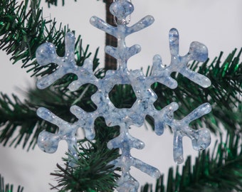 Blue Glass Snowflake Ornament, Blue Snowflake, Glass Snowflake, Blue Christmas Ornament, Glass Christmas Ornament, Ornament Exchange Gift