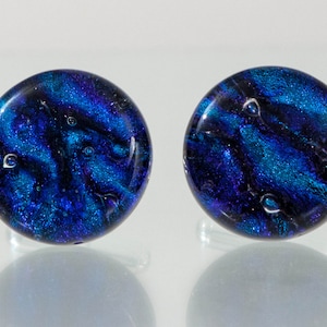 Blue Cuff Links, Glass Cuff links, Silver Cuff Links, Dichroic Glass CuffLinks, Blue Glass Cuff Links, Mens Jewelry, Blue Dichroic Cufflinks