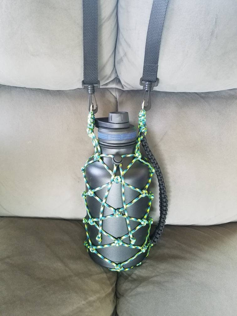 64 oz Handmade Paracord Water Bottle Holder with side handle Etsy