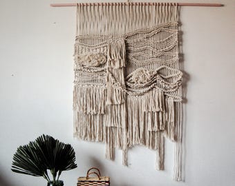Macrame Natural Wallhanging / Arte de Fibra Neutral / Arte Textil Artesanal