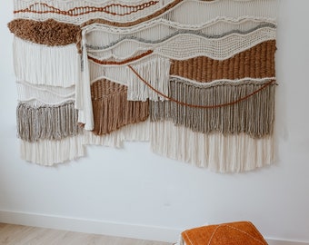 Ondas de arena y óxido Fiber Art Textile Wallhanging