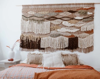 Earthy Macrame Fiber Art, Natural wallhanging- Natural Headboard