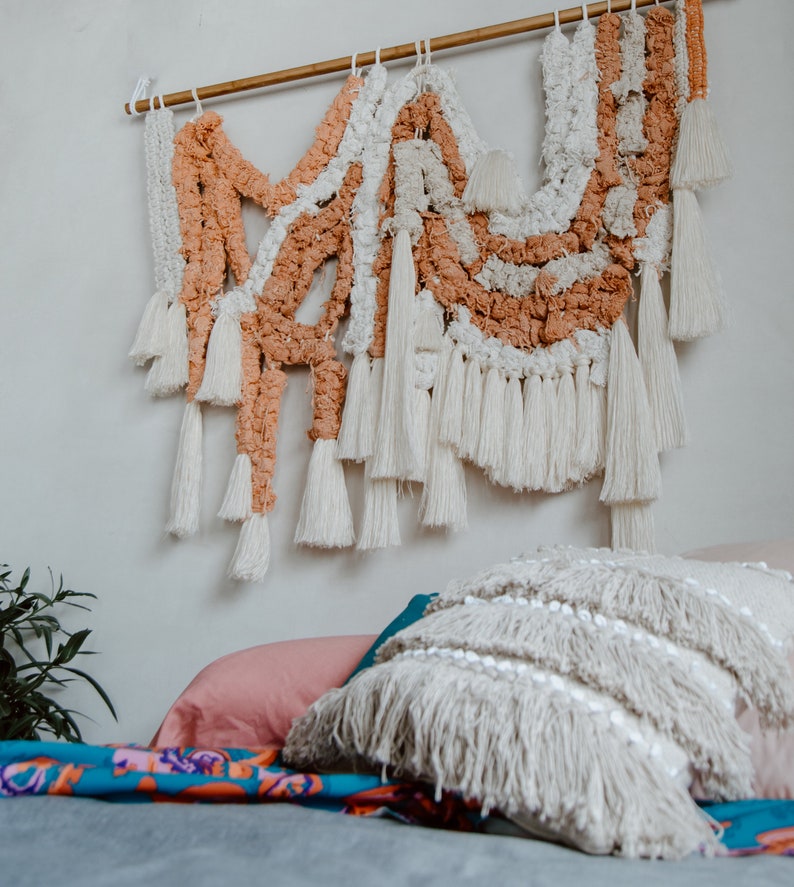 Raw Macrame Wall Hanging Burnt Orange Macrame Wall Art Etsy