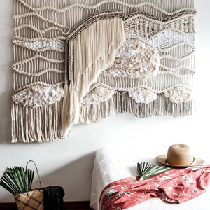 Macrame wall hanging Abstract Wall Art Woven Tapestry Waterfall Fiber Art Macrame Wall Art image 2