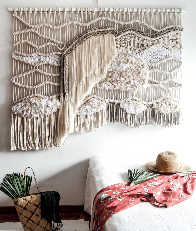 Macrame wall hanging Abstract Wall Art Woven Tapestry Waterfall Fiber Art Macrame Wall Art image 2