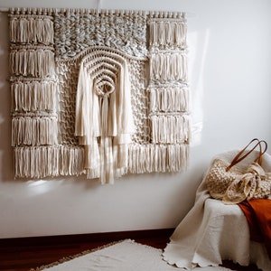 Macrame Wall Hanging / Moody Fiber Art / Macrame Wall Art / Tapestry / Wall Art / Ranran Design image 1