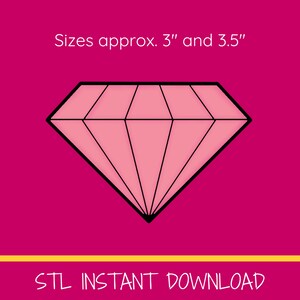 May include: A pink diamond-shaped 3D printable model with black lines. Sizes are approximately 3 inches and 3.5 inches. STL Instant Download.