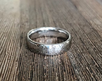 Mens platinum wedding band, textured men's wedding ring, organic men's ring, rustic men's wedding band, chunky men's wedding ring