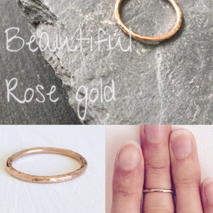 Rose gold wedding ring, 9ct rose gold wedding ring, solid rose gold fine band, rose gold wedding band, thin rose gold ring, delicate band image 6