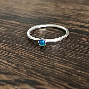 opal ring, blue opal ring, Australian opal ring, blue stone ring, opal stacking ring, october birthstone, ocean lover ring, mermaid ring