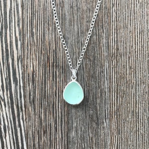 Rare blue sea glass, cornish seaglass, seaglass necklace, seaglass pendant, sea glass jewelry, sea glass jewellery, seaglass silver, aqua image 5