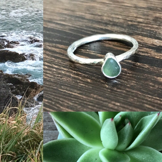 Sea Glass Engagement Ring Alternative Engagement Ring Ethical Stone Engagement Ring White Gold Seaglass Ring Cornish Seaglass Unique Etsy