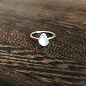 Sea glass ring, Cornish seaglass, engagement ring, sea glass stacking ring, white seaglass stack ring, mermaid ring, promise ring, proposal