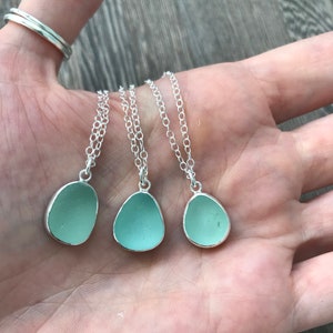 Rare blue sea glass, cornish seaglass, seaglass necklace, seaglass pendant, sea glass jewelry, sea glass jewellery, seaglass silver, aqua image 1