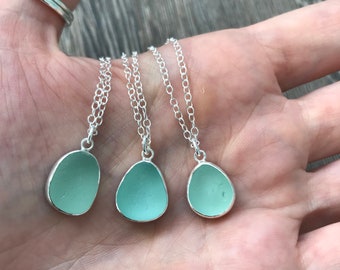 Rare blue sea glass, cornish seaglass, seaglass necklace, seaglass pendant, sea glass jewelry, sea glass jewellery, seaglass silver, aqua