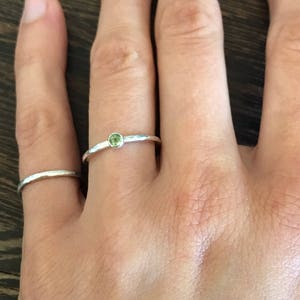 Peridot ring, august birthstone ring, green gemstone ring, rose cut peridot, pale green ring, peridot stacking ring,
