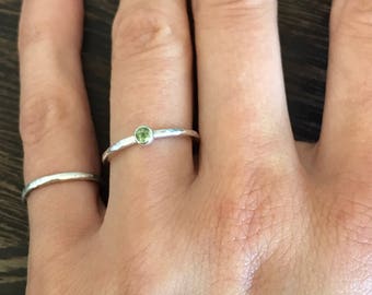 Peridot ring, august birthstone ring, green gemstone ring, rose cut peridot, pale green ring, peridot stacking ring,