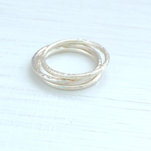 Silver stacking rings, stacking ring set, simple stacking ring, beaten stacking ring, hammered silver ring, silver wedding band