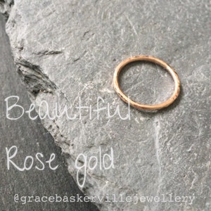 Rose gold wedding ring, 9ct rose gold wedding ring, solid rose gold fine band, rose gold wedding band, thin rose gold ring, delicate band image 3