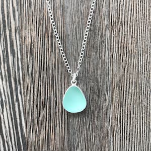 Rare blue sea glass, cornish seaglass, seaglass necklace, seaglass pendant, sea glass jewelry, sea glass jewellery, seaglass silver, aqua image 4