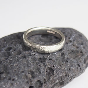 Mens white gold wedding band, textured men&#39;s wedding ring, organic mens ring, rustic mens white gold wedding band, rugged men&#39;s wedding ring