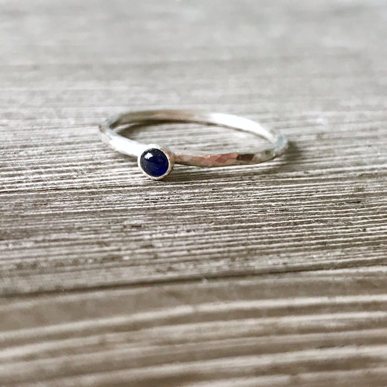 Sapphire ring, engagement ring, promise ring, september birthstone ring, sapphire stacking ring, minimalist ring, alternative proposal ring image 1