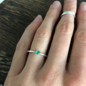 Emerald ring, green stone ring, may birthstone ring, raw emerald stacking ring, delicate emerald ring, birthday gift, gift for sister,