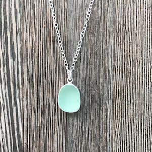 Rare blue sea glass, cornish seaglass, seaglass necklace, seaglass pendant, sea glass jewelry, sea glass jewellery, seaglass silver, aqua image 3