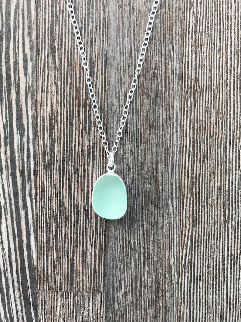 Rare blue sea glass, cornish seaglass, seaglass necklace, seaglass pendant, sea glass jewelry, sea glass jewellery, seaglass silver, aqua image 3