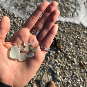 Sea glass ring, Cornish seaglass, engagement ring, sea glass stacking ring, white seaglass stack ring, mermaid ring, promise ring, proposal image 7