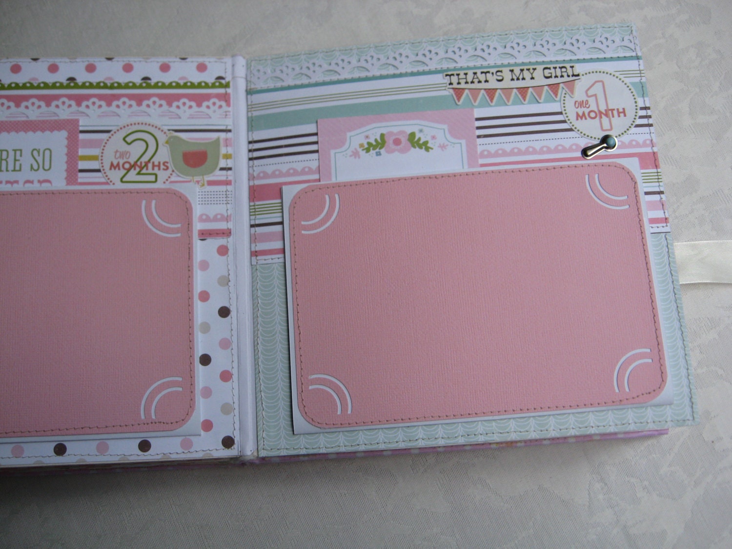 Personalized Baby's First Year Photo Album, Baby Girl Photo Memory Book