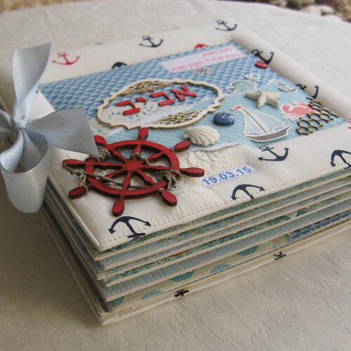 Baby album, Personalised Baby Boy Photo Album, Baby's First shops Year Memory Book, Beach mini-album