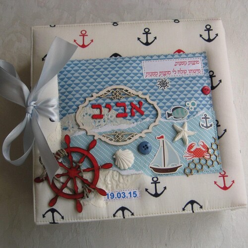 Baby album, Personalised Baby Boy Photo Album, Baby's First shops Year Memory Book, Beach mini-album
