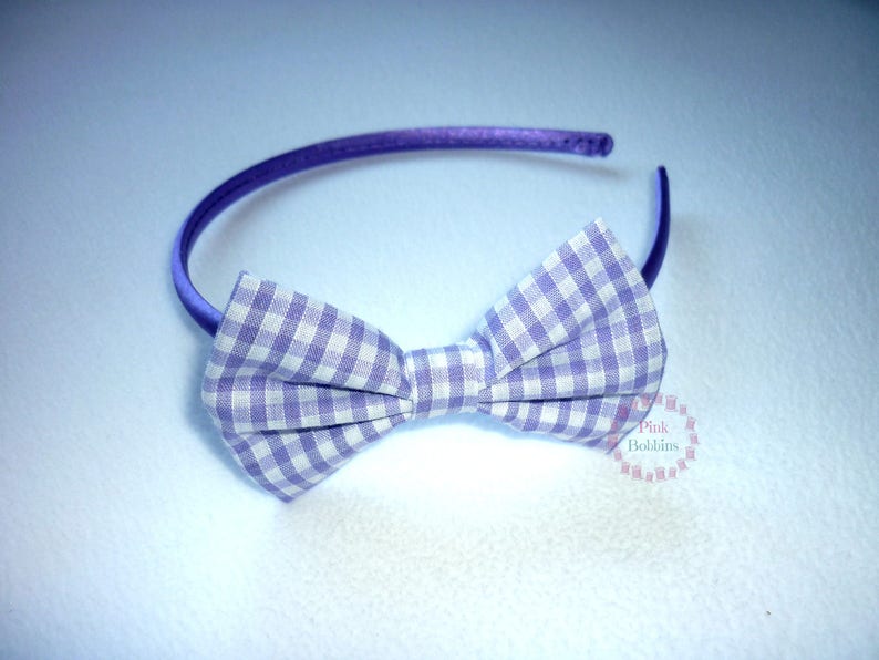 UK handmade girls school Hairband Alice Band Headband gingham red uniform