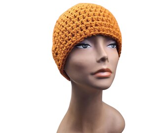 Pumpkin Orange Crochet Beanie Hat