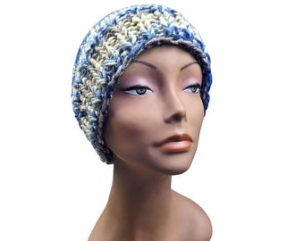 Blue Camo Knit Beanie Hat