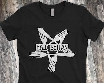 Hail Seitan  |  Because Vegan  |  Vegetarian T-Shirt  |  Meat is Murder shirt  |  Brunch Shirt for Women Men  |  Voodoo Vandals VV-23