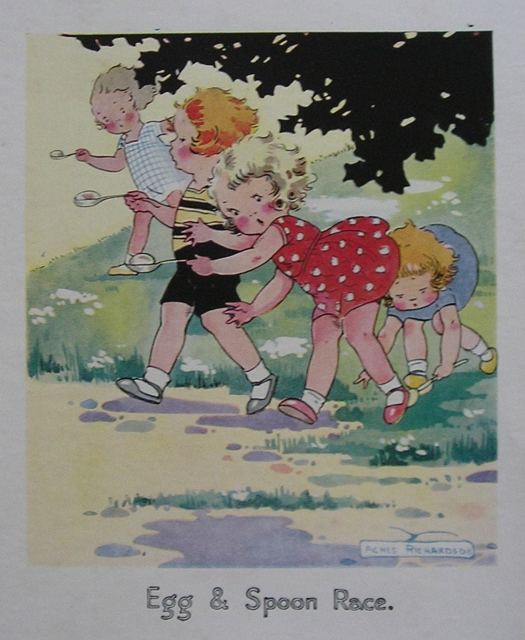 The Girl's Egg & Spoon Race Vintage Children's Print - Etsy Australia The Girl's Egg & Spoon Race Vintage Children's Print - Etsy Australia
