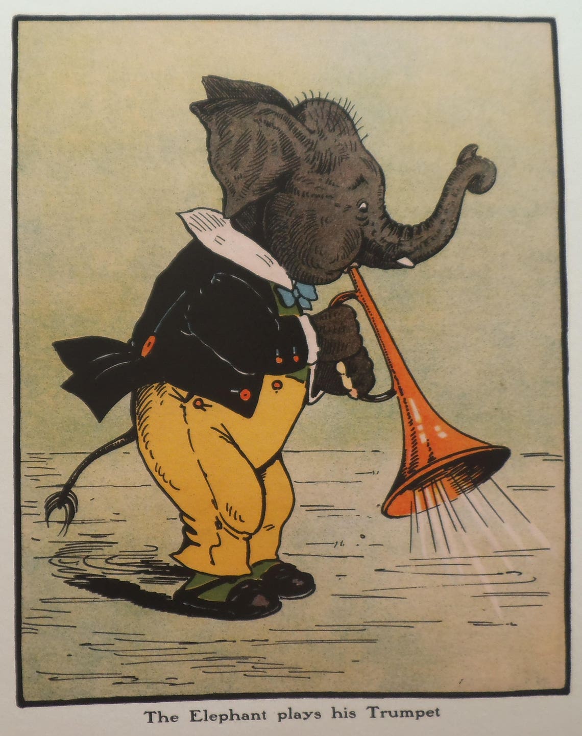 Elephant Plays His Trumpet Anthropomorphic Art Kids Etsy