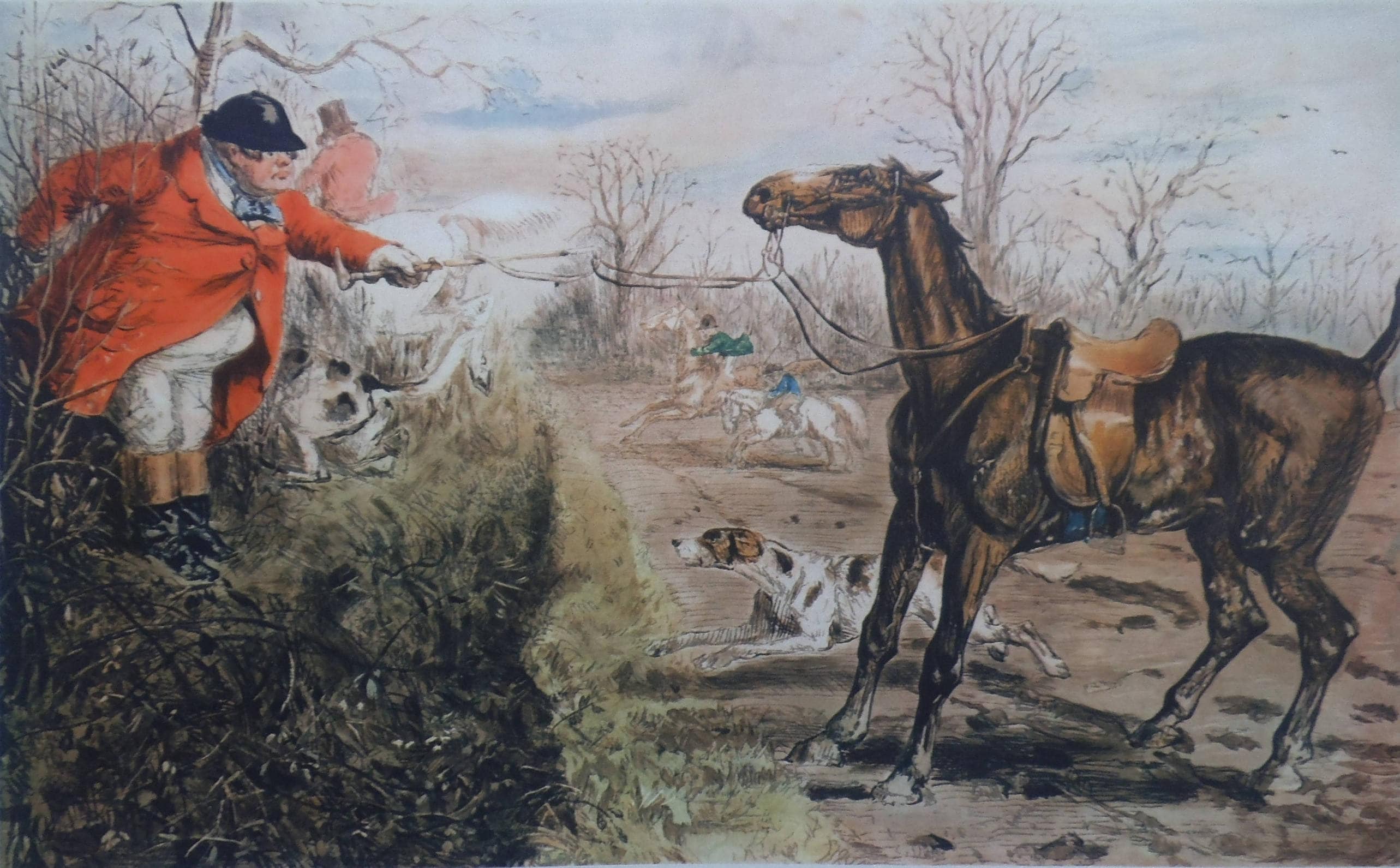 Large Vintage Fox Hunting Print With A Scent - Bank2home.com
