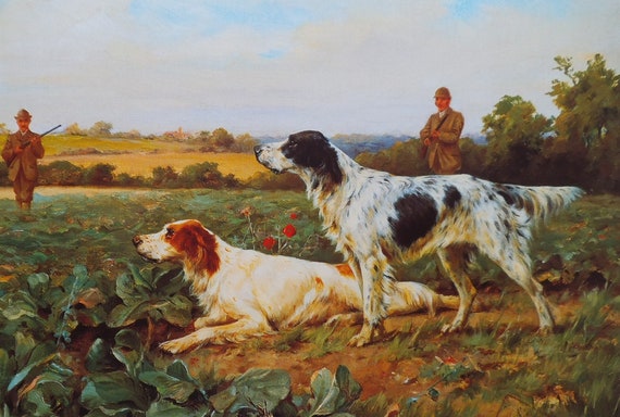 Sporting Dog Print Setter Dogs A Dog Print By Thomas Blinks Game Shooting Print Vintage Dog Wall Art Matted Ready To Frame
