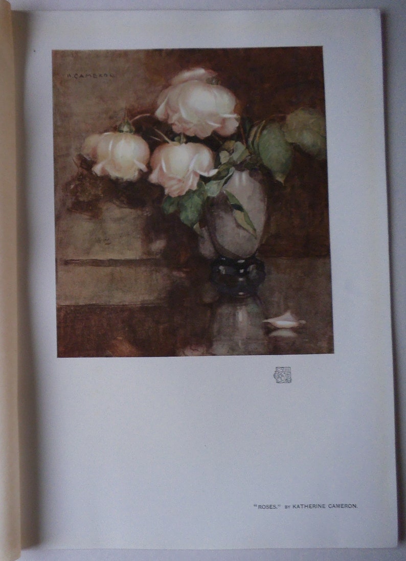Antique Floral Print Flower Art A Study of White Roses in a Vase by Katherine Cameron from 1906 Botany Print -Matted -Ready to Frame