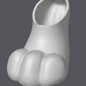 May include: White ceramic paw print planter with a round opening at the top.