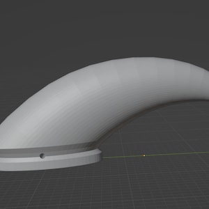 Könnte beinhalten: Ein 3D-gedrucktes Modell eines weißen Horns mit abgerundeter Spitze und flachem Boden. Das Horn ist gebogen und hat eine glatte Oberfläche.