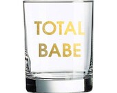 Total Babe Gold Metallic Foil Rocks Glass