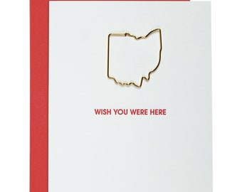 Wish you Were Here Ohio - Paper Clip Letterpress Card