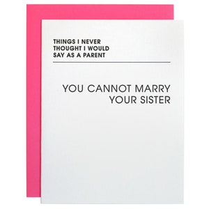Boekdrukkaart Cannot Marry Your Sister