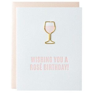 Je vous souhaite un anniversaire rosé - Carte typographique avec trombone