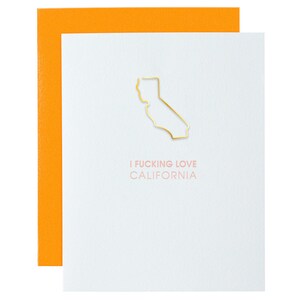 I Fucking Love California paperclip boekdruk kaart